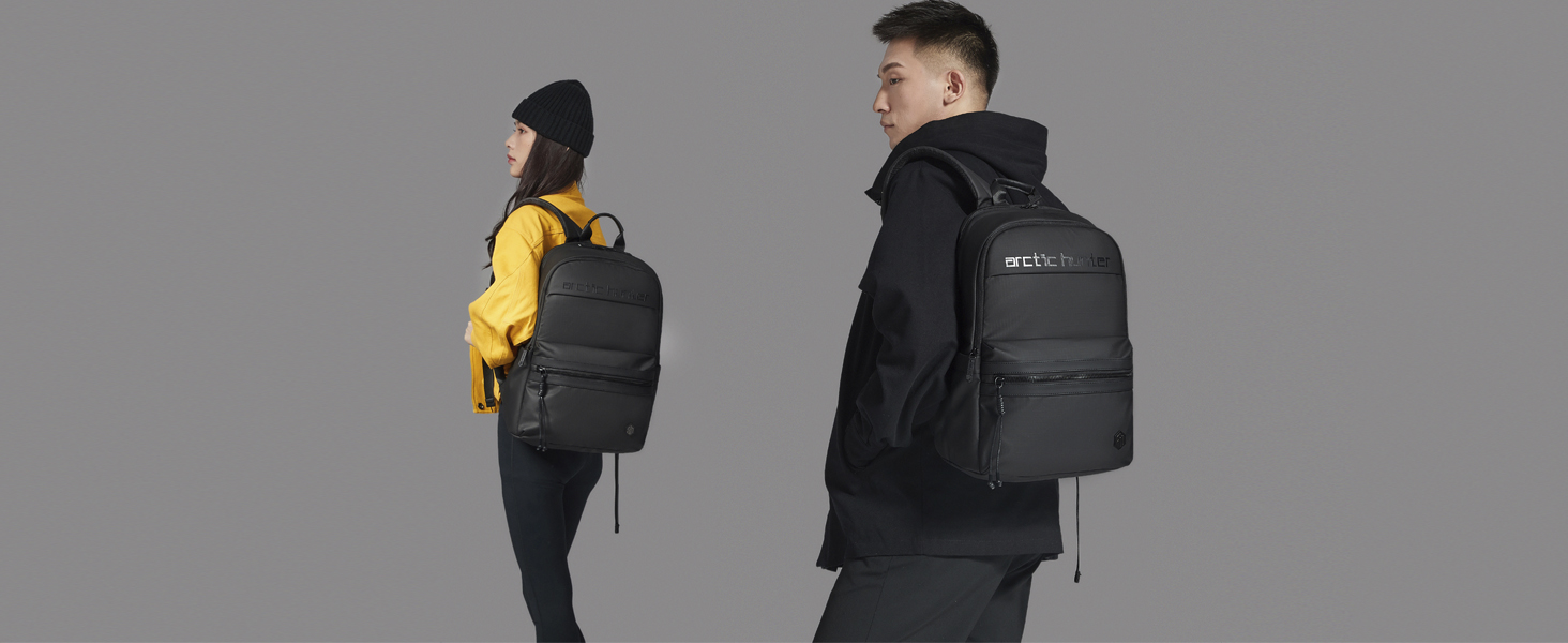 Arctic Hunter Compact Backpack for Men Women 21L One-Day-Capacity 15.6" Laptop Bag Stylish Lightweight Water-resistant Office Laptop Backpack for Casual College Daypack, Black 43 Laptop Backpack for College