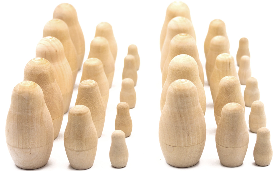 Lot of 30 pcs of Blank Nesting Dolls for Art and Craft