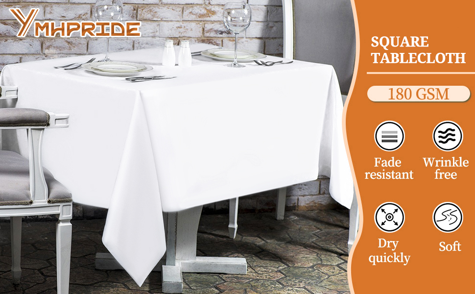 6 Pack Black Square Tablecloth 70x70 inch,WrinkleResistant