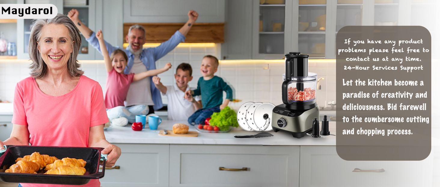 14 Cup Food Processor, French-Fry-Cutter, Blending, Mixing, Shredding, and Slicing