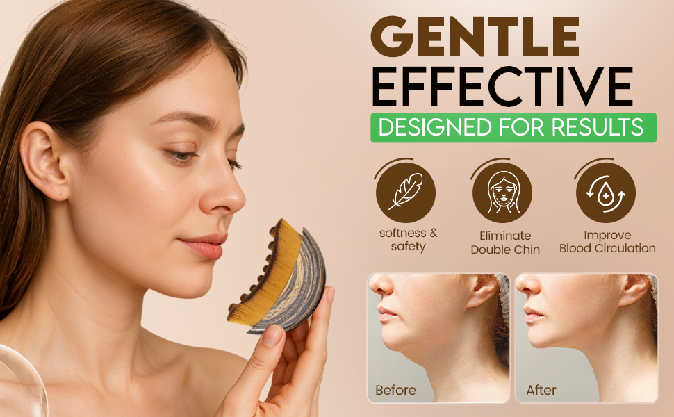 Lymphatic Drainage Massager - Soft Dry Brushing Beauty Tool for Jawline, Chin & Facial Sculpting