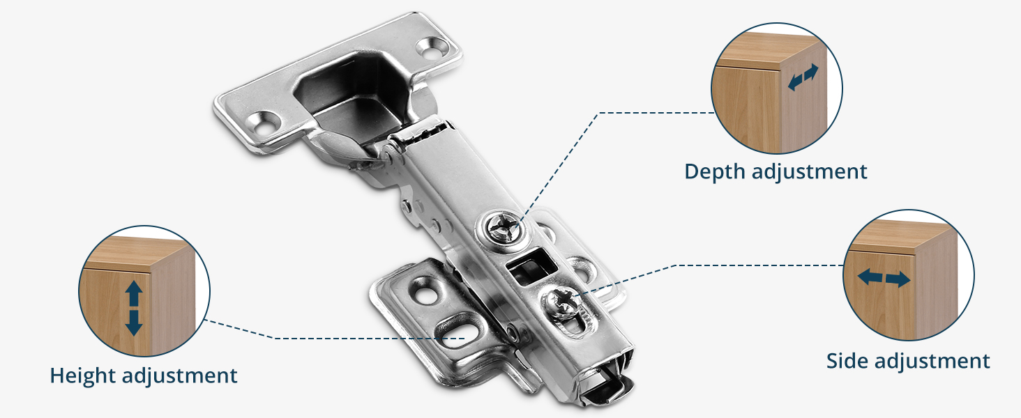 ALLmeter 8pcs Cupboard Hinges Soft Close Full Overlay Hinges