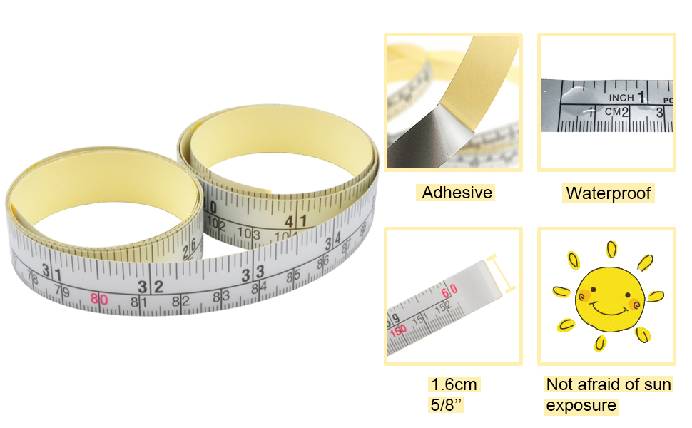 Wintape Workbench Ruler Adhesive Backed Tape Measure Left to Right