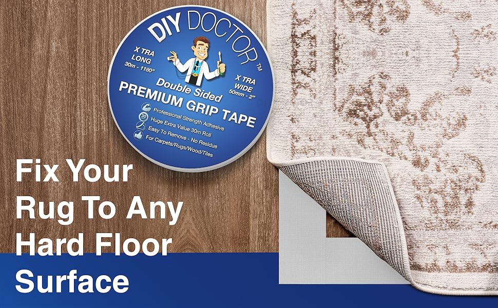 DIY Doctor Extra Strong Double Sided Carpet Tape 1x 50 mm x 30 m Carpet Tape Double Sided