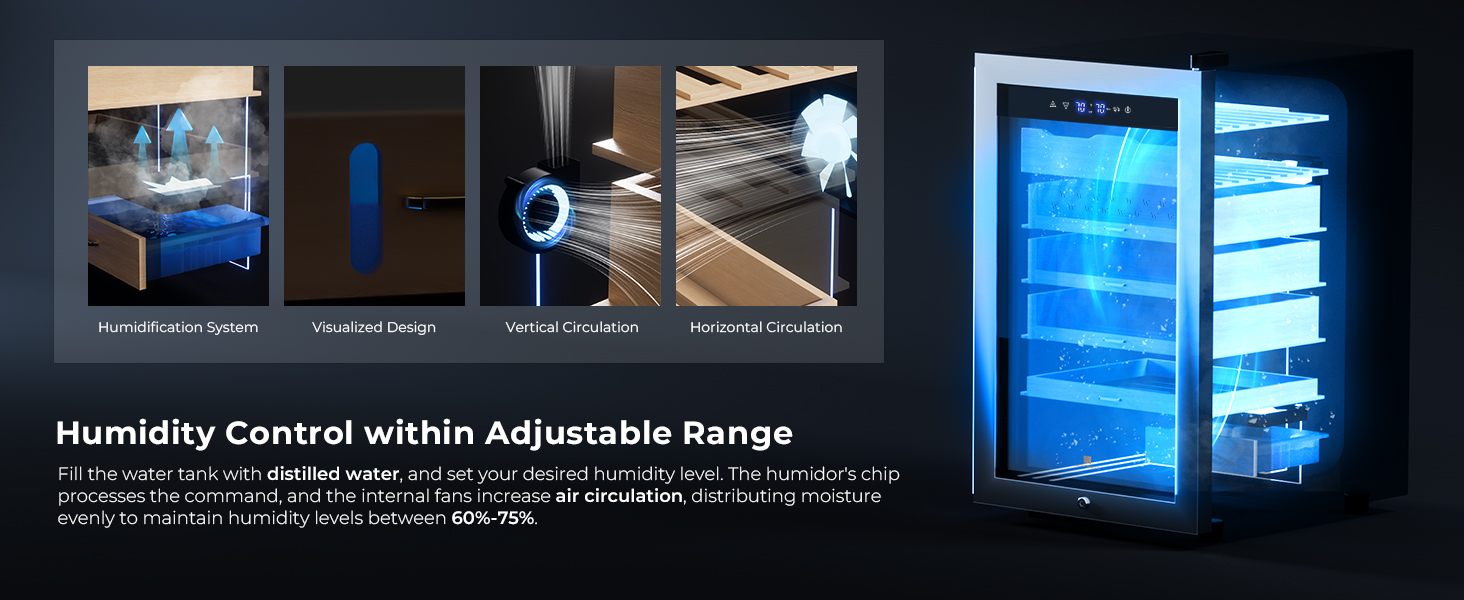 Woodronic Cigar Humidor Cooler for 300 Cigars, Temperature