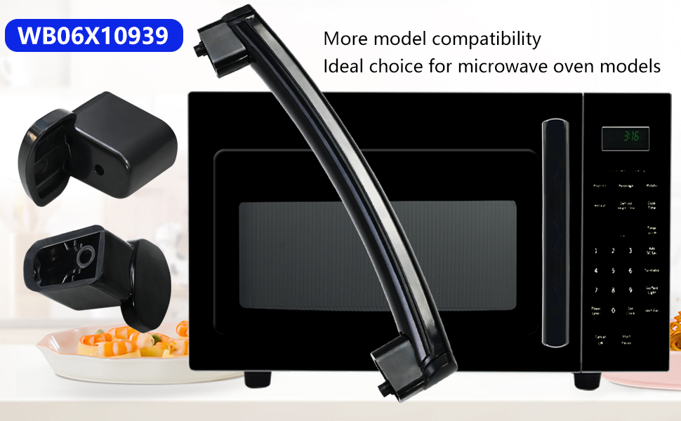 2 Pcs WB06X10939 Black Microwave Handle Support, Part