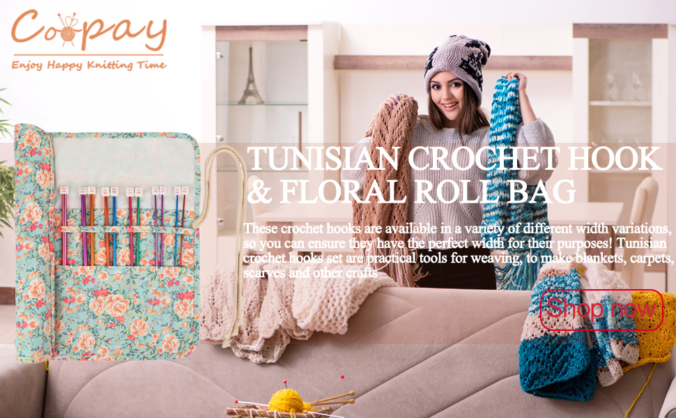 Coopay Tunisian Crochet Hook Set for Beginners Adults, Tunisian