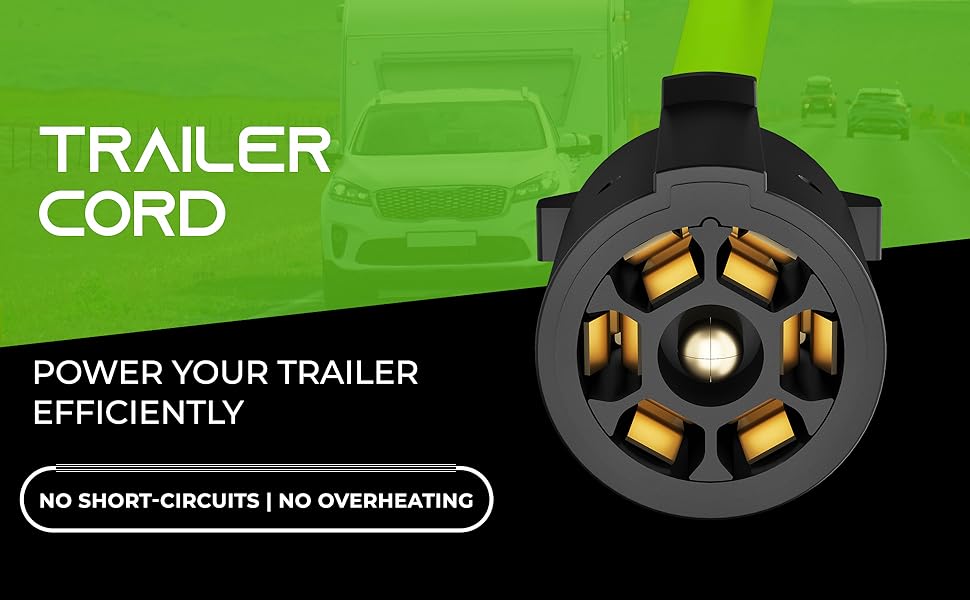 GearIT 7 Way Trailer Cord (16 Feet) 7Pin Plug Weatherproof