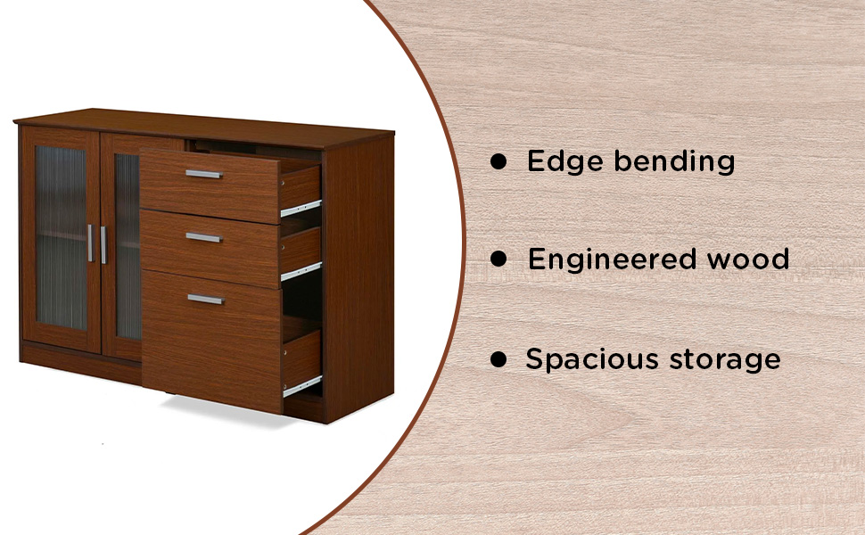 Nilkamal Meliff Engineered Wood Crockery 2 Closed Shelf and 3