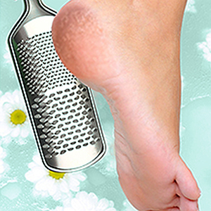 Use the foot rasp to quickly get rid of the outer most layer of cracking or foot crust.