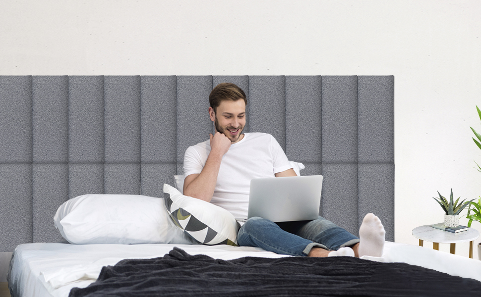 Neorexon Upholstered Wall Mounted Headboard, Soundproof