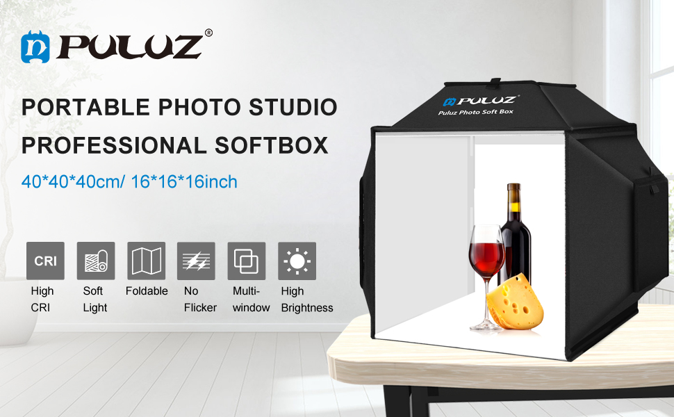 PULUZ Light Box & Softbox for Photography, 40cm/16 inch Photo Studio