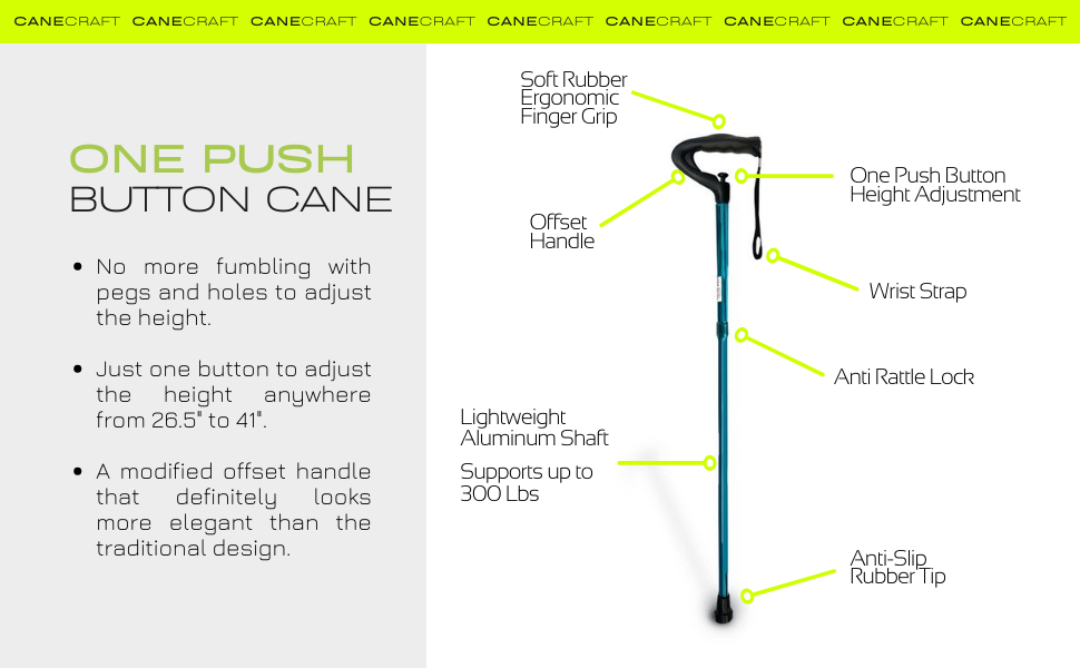 CaneCraft One Push Button Walking Cane for Men and Women