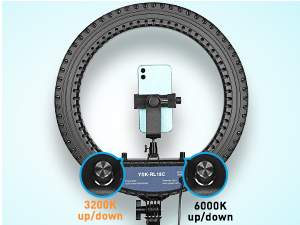 Control knobs for 3200K and 6000K brightness adjustment