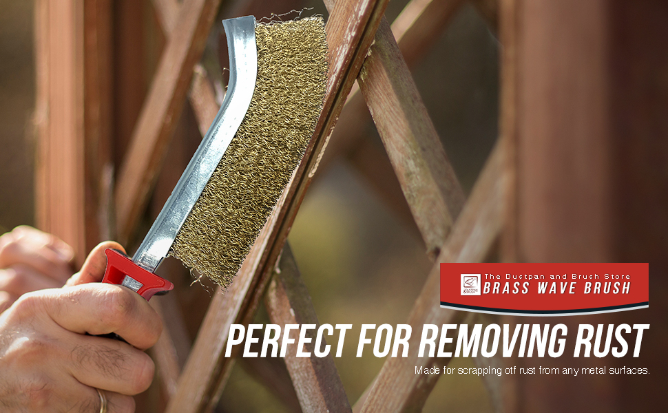 Brass Wire Brush Set of 3 General Purpose 26cm Crimped Long Handled