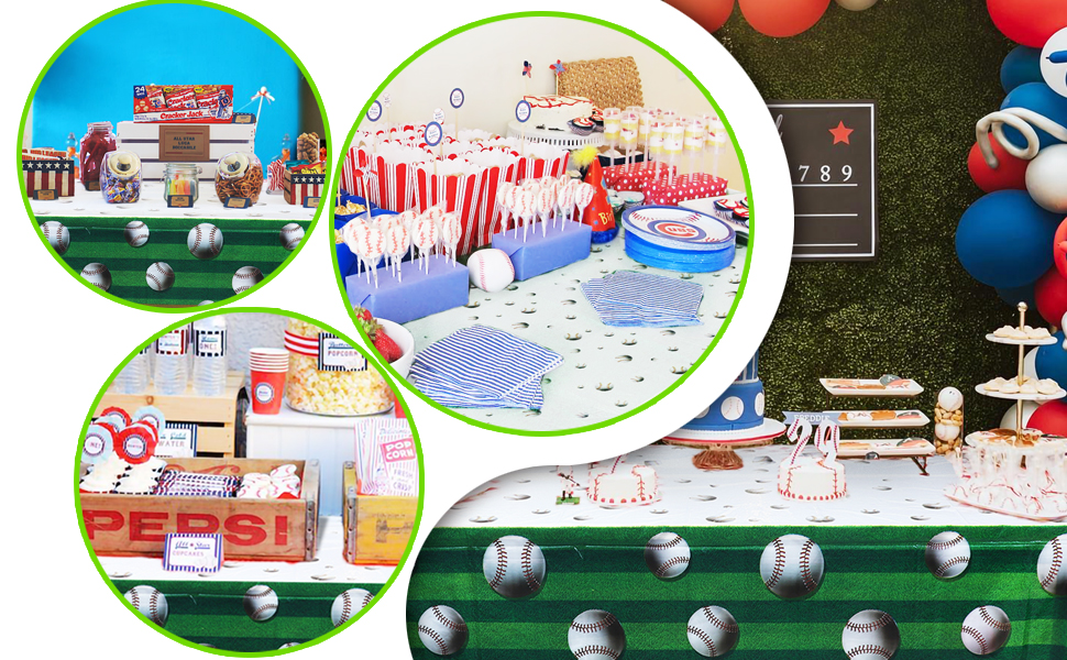 BigButer Baseball Tablecloth 2 Packs Sport Baseball Party