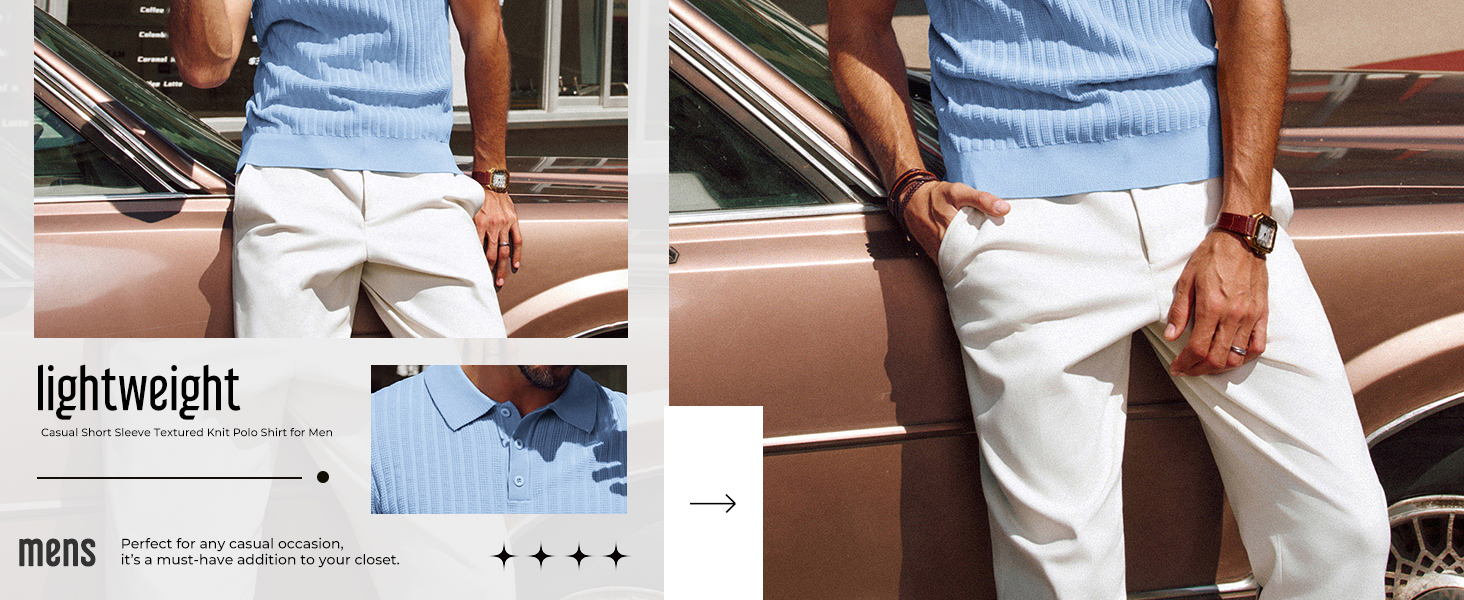 mens casual summer polo shirts short sleeve knit golf shirt textured spring polo t shirt
