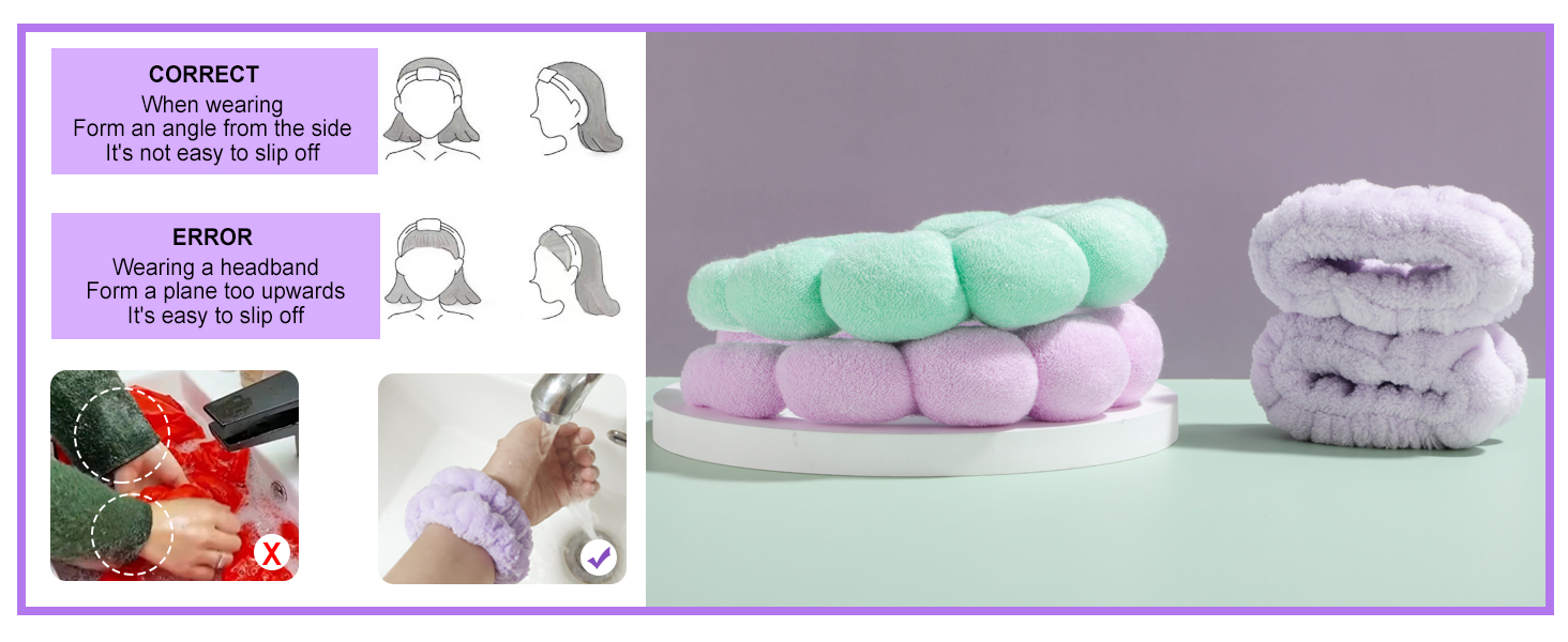 oneleaf Spa Facial Headband Women Sponge Makeup Headband Girls Washing Face Skincare Padded