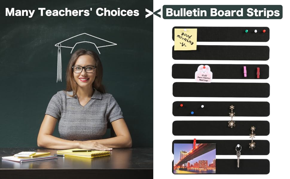 DOMUUH Cork Board, Felt Pin Board Bar Strips, Bulletin