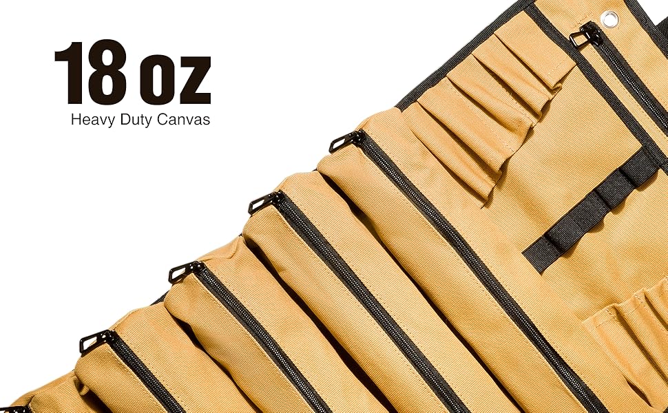 Terrev Tool Roll Up Bag 18oz Heavy Duty Canvas Motorcycle Tool Roll