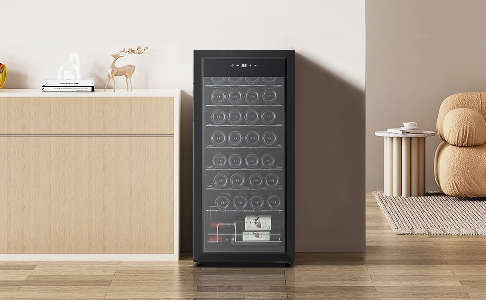 TacleeKii 32 Bottles Wine Cooler - Front View