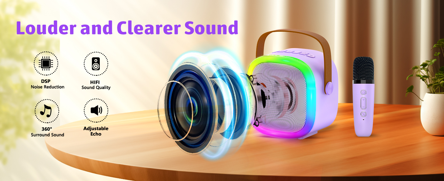 Karaoke Machine for Kids Adults, Portable Bluetooth Speaker