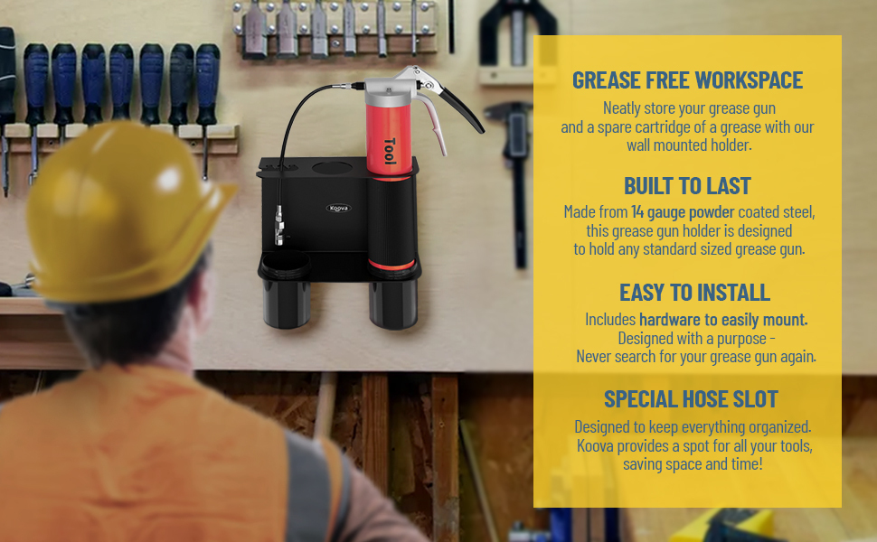 Koova Grease Gun Holder Tractor Grease Gun Garage