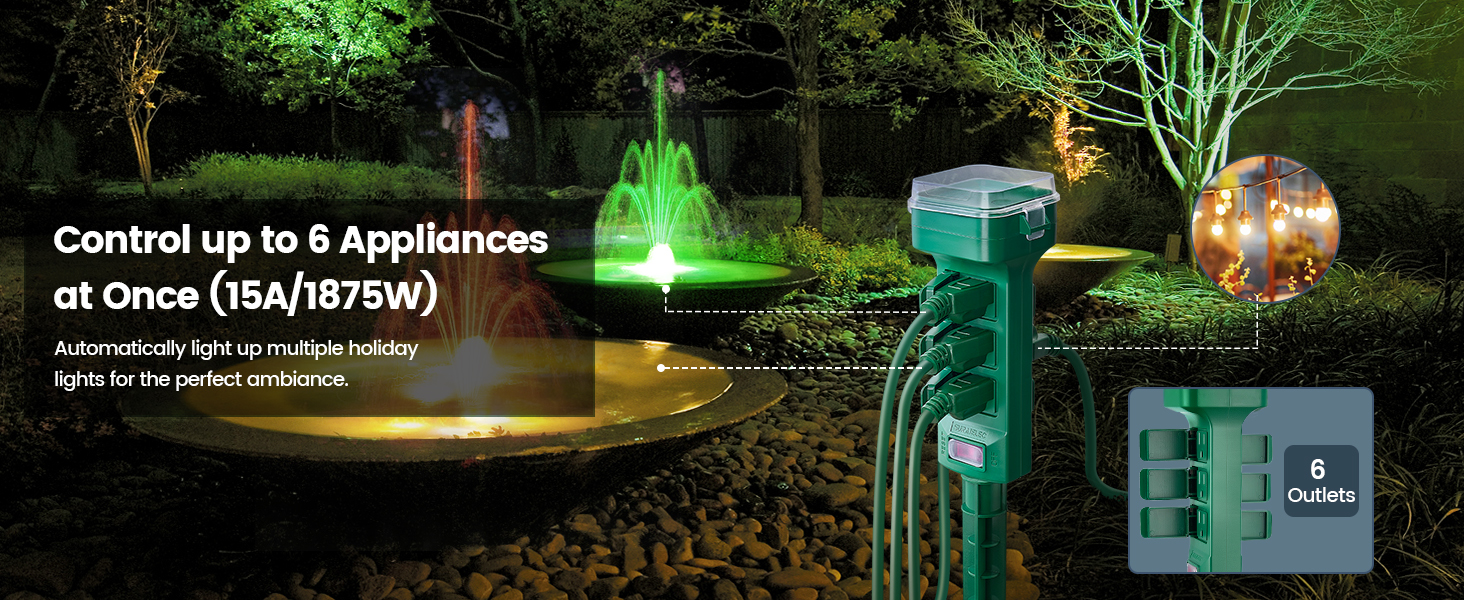 outdoor extension cord with timer solar plug outlet