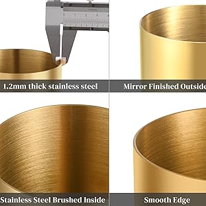 Gold Stainless Steel Pen Holder Makeup Brush Holder Mini Flower Pot, Desktop Stationery Organizer