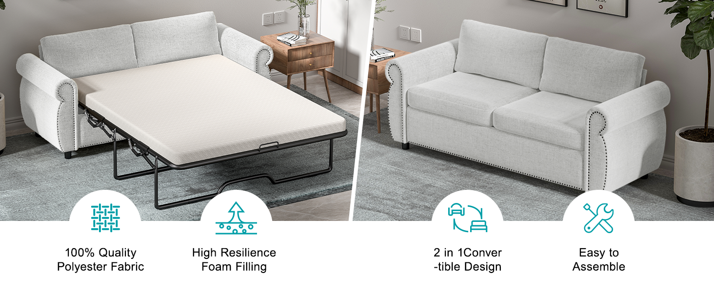 BALUS Pull Out Sofa Bed, 2in1 Convertible Pull Out Couch