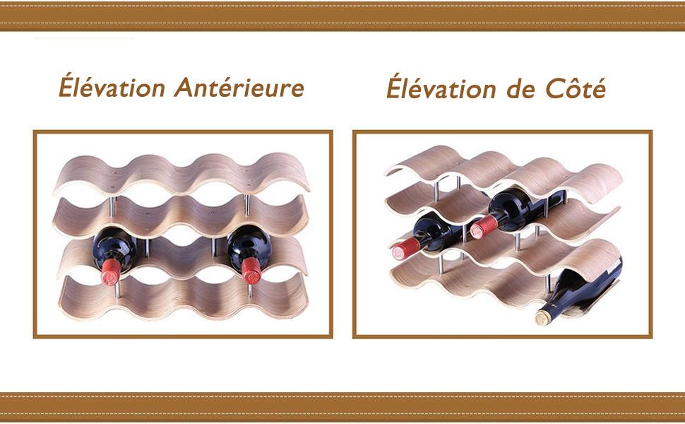 UNHO Casier à Bouteilles Empilable Range Bouteilles Vin En Bambou Porte Bouteilles Pour Maison Cuisine Bar 13 Range Bouteilles Vin Bambou