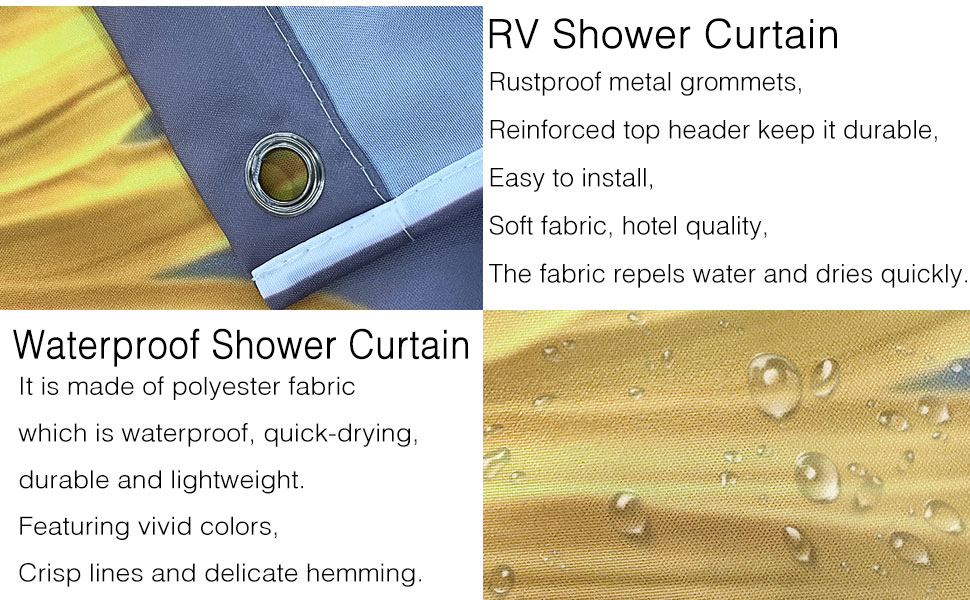 JAWO Camper Shower Curtain, Camping Shower Curtain Rv Size