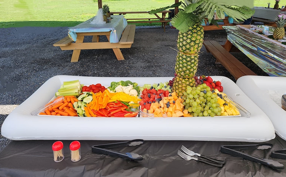 Inflatable Serving Bar Salad Ice Tray Inflatable Party Cooler Blow Up Food Chiller Ice Bar