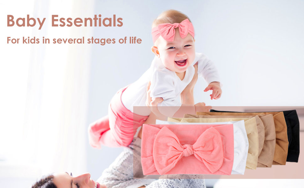 Baby Bow headbands Set - 6PCS Super Stretchy Soft baby bows and headbands
