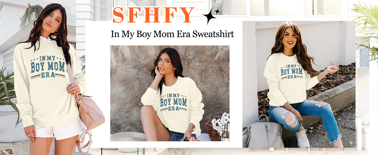 Boy Mom Sweatshirt Women Best Mom Long Sleeve Shirt Mama Crewneck Tops