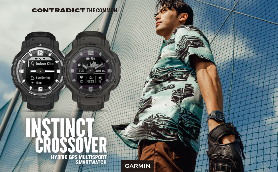Garmin Instinct Crossover Solar Rugged Hybrid Smartwatch, Battery Upto
