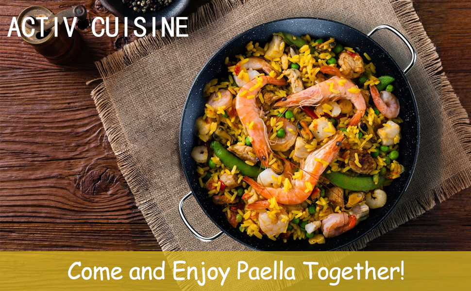 ACTIV CUISINE Paella Pan, 14 Inch Stainless Steel Paella