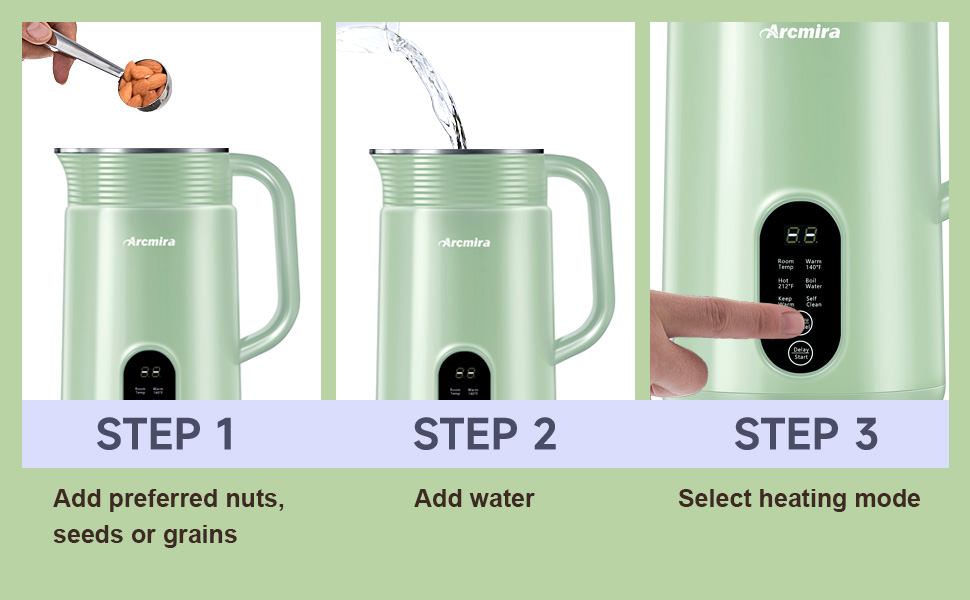 Arcmira Automatic Nut Milk Maker, 20 oz Homemade Almond