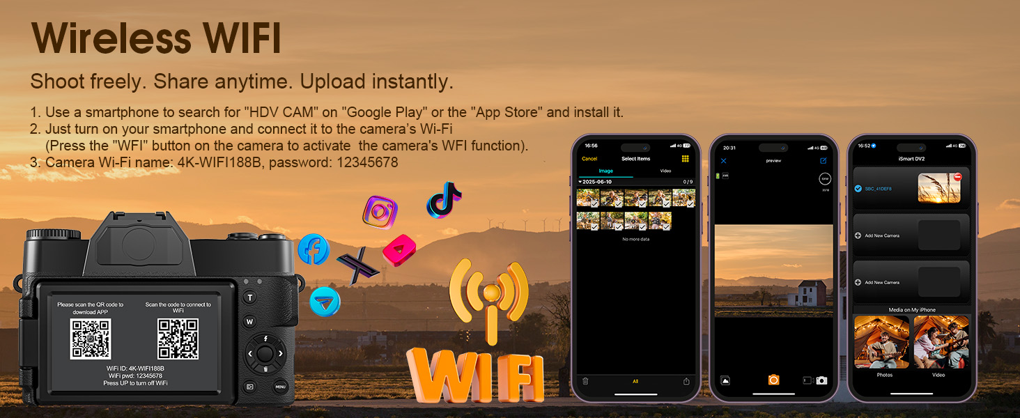 Der Text lautet „Drahtloses WLAN“. Mehrere Schnittstellen-Screenshots, die die WLAN-Verbindungseinstellungen und Menübildschirme auf Mobilgeräten zeigen.