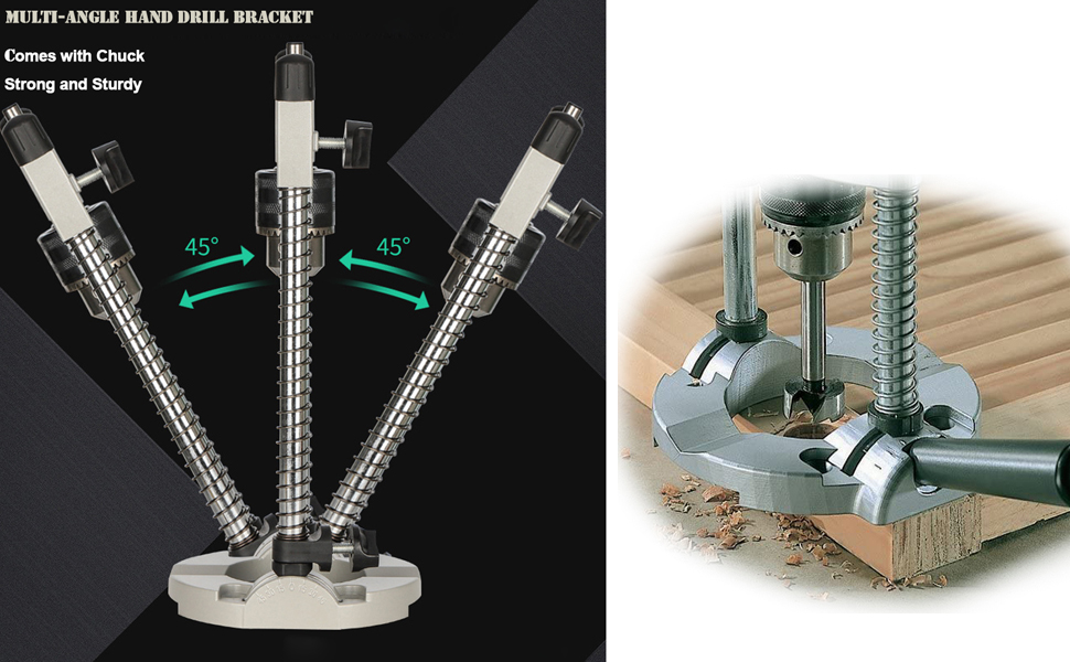 Drill Stand with Drill Chuck, Angle Lock 45, 60, 75, 90°, Easy to Carry and High Efficiency