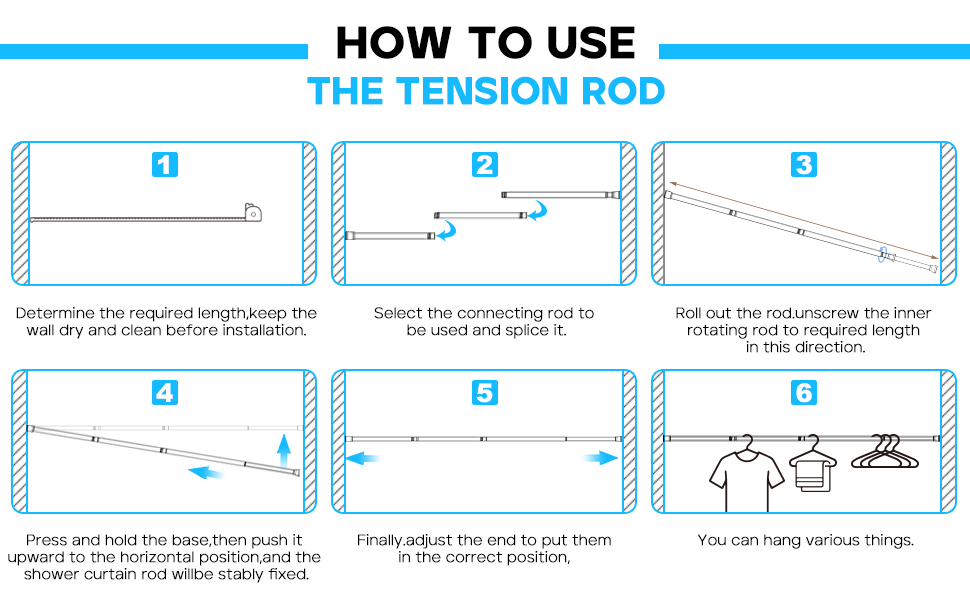 fvonzn Tension Curtain Rod 28 to 51 Inch, White Tension Rod