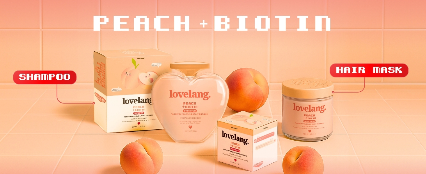 peach + biotin hair care