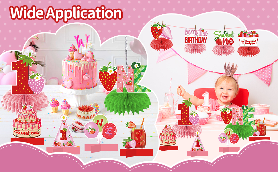Berry First Birthday Decorations Centerpieces for