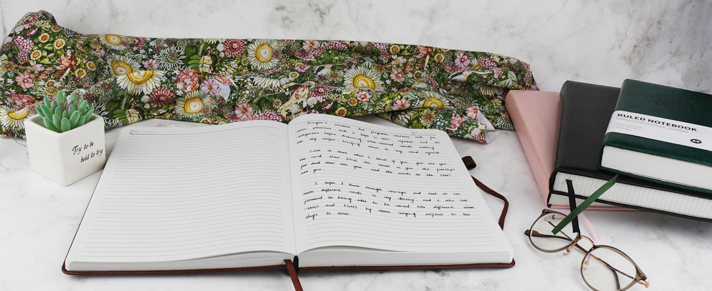 college ruled leather journal