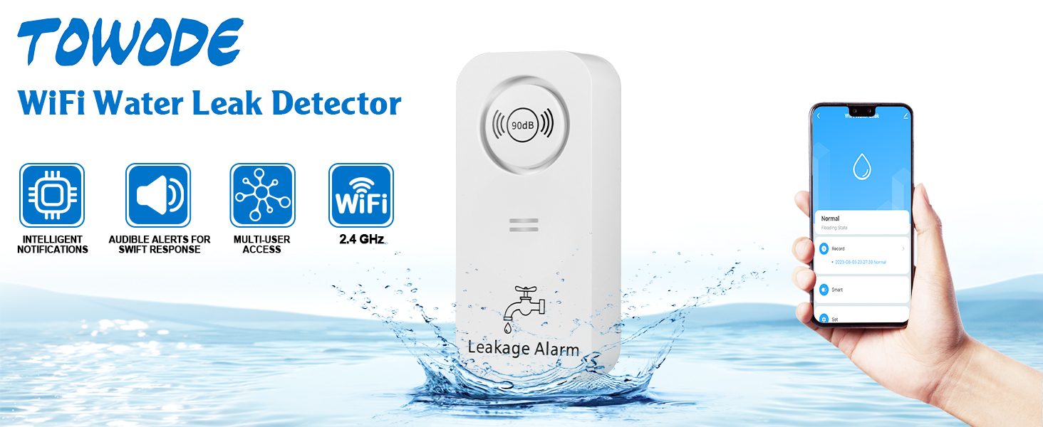 WiFi Water Leak Detector ( 2.4 G WiFi ) for Home, 90 dB Water Sensor