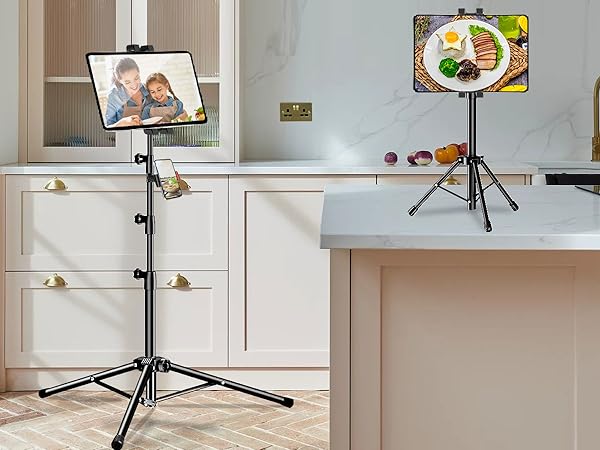 三脚 2クランプ付き フロアスタンド タブレットスマホ対応 調整可能 Amazon.co.jp: タブレット 三脚 スタンド フロアスタンド 床置き