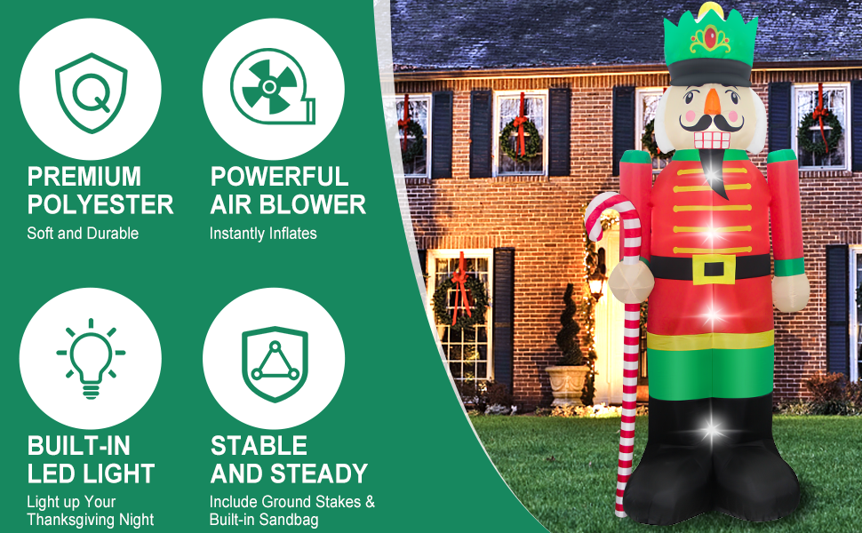 12 Ft Christmas Nutcracker Soldier Inflatables Outdoor Yard