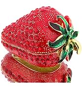 YU FENG Hinged Trinket Box For Girls, Handmade Red Strawberry Trinket Boxes Decorated for Women (...
