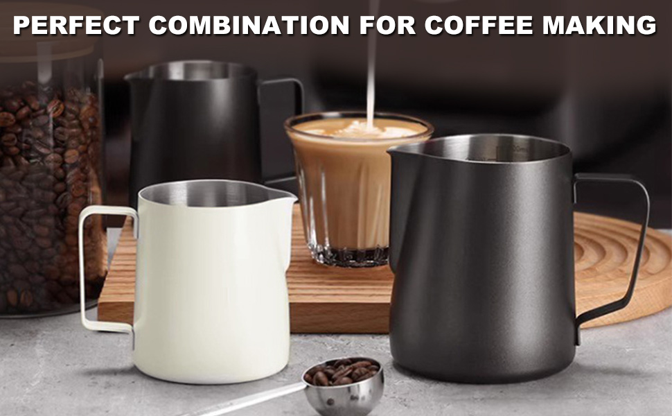 Milk Frothing Pitcher 20oz Set, Steaming Pitcher 600ml with