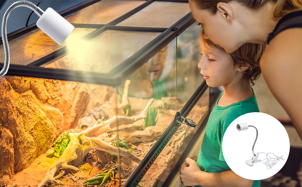 Luxvista Reptile Lamp Holder Clamp with Dimmer Switch, 360° Rotatable